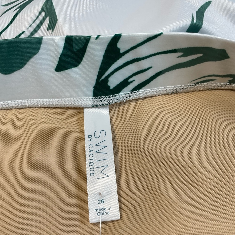 Cacique Green and White Bikini Tropical Print Swimwear bottom size 26 - Picture 6 of 8